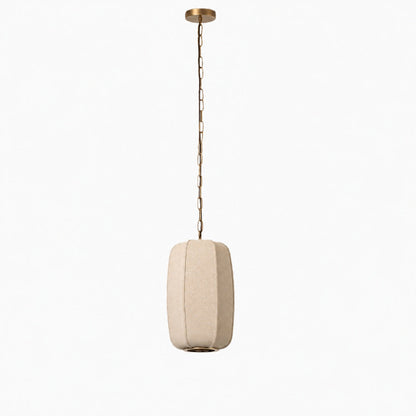 Loomis Tall Pendant – Textured Linen Shade Aged Brass Pendant for Dining Room and Kitchen