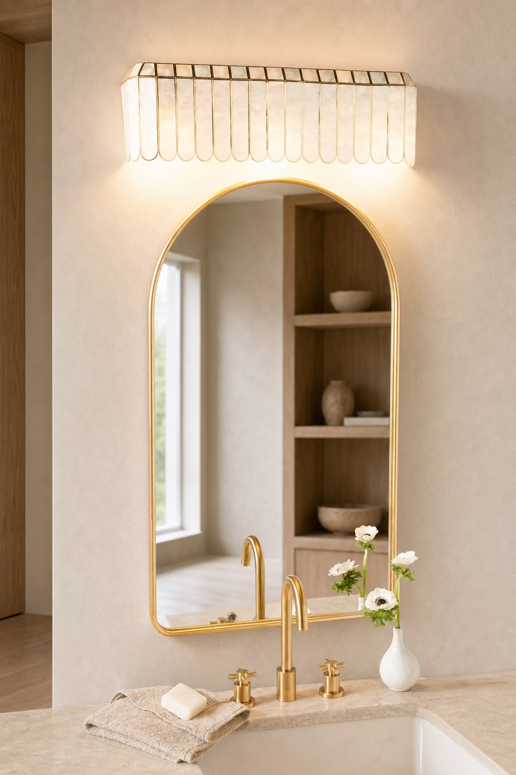 Lumica Capiz Facetten-Wandleuchte – Wandleuchte aus Messing und Eisen in Gold-Finish