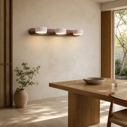Travellia Modern Linear Multi-Head Sconce - Natural Stone Minimalist Lighting for Bedroom Hallway