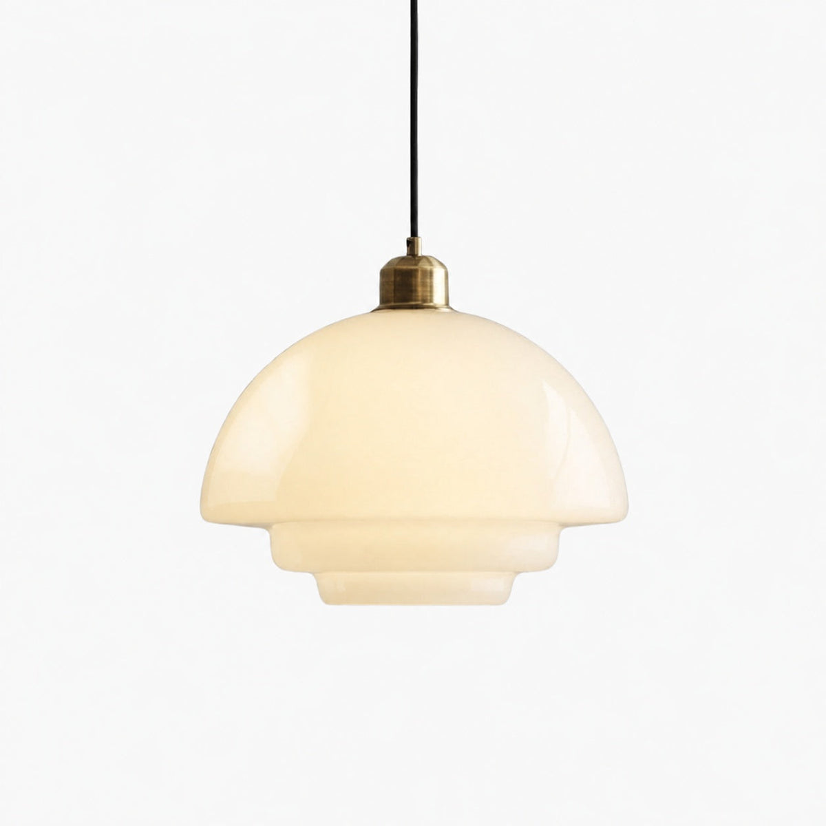 Opalisse Art Deco Pendant Light – Milk Glass Dome Ceiling Lamp for Dining Room U25