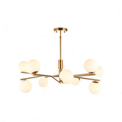 Tivara Mid-Century Modern 10-flammige Pendelleuchte – Kronleuchter mit kugelförmigen Schirmen für hohe Decken