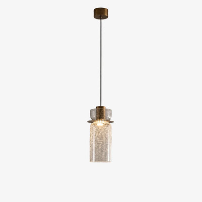 Style B pendant with clear crackle glass shade