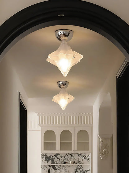 Art Deco Star Ceiling Lamp – Frosted Glass Fixture for Hallway & Entryway – Astris Ceres