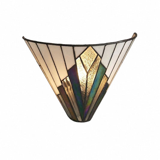 TF Astoria Vintage Fan-Shaped Wall Lamp — Handcrafted Art Glass — For Bedroom Accent Light