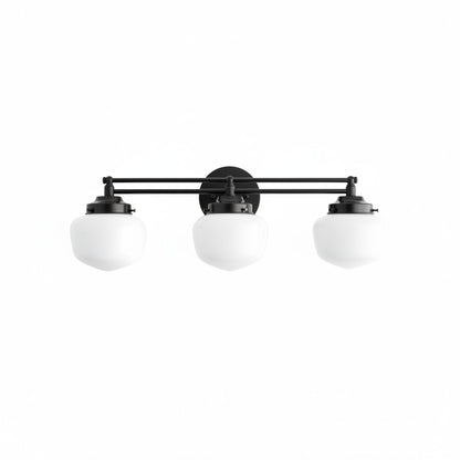 Opalume Glass Art Deco Vanity Light - Bathroom Wall Sconce with White Glass Shades