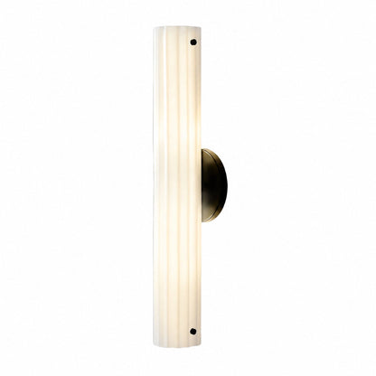 Trenia Stahl-Wandleuchte mit Milchglasschirm – Vertikal geripptes Design