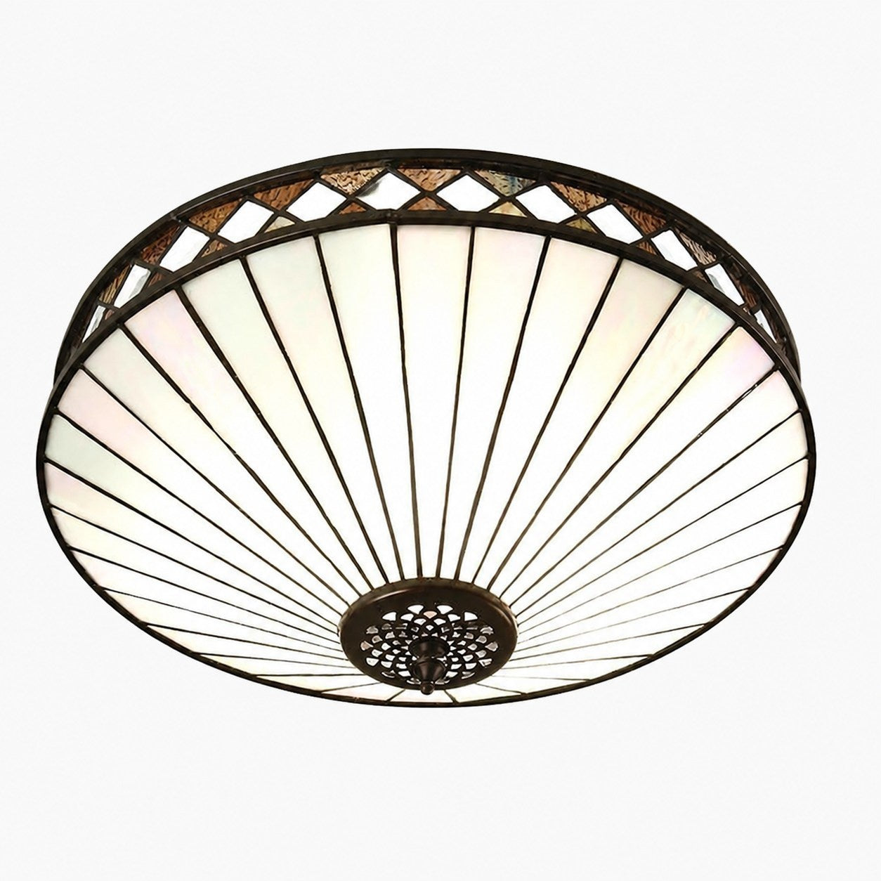 TF Fargo Geometrische Deckenleuchte – Handgefertigte Art-Deco-Lampe aus Buntglas für den Eingangsbereich