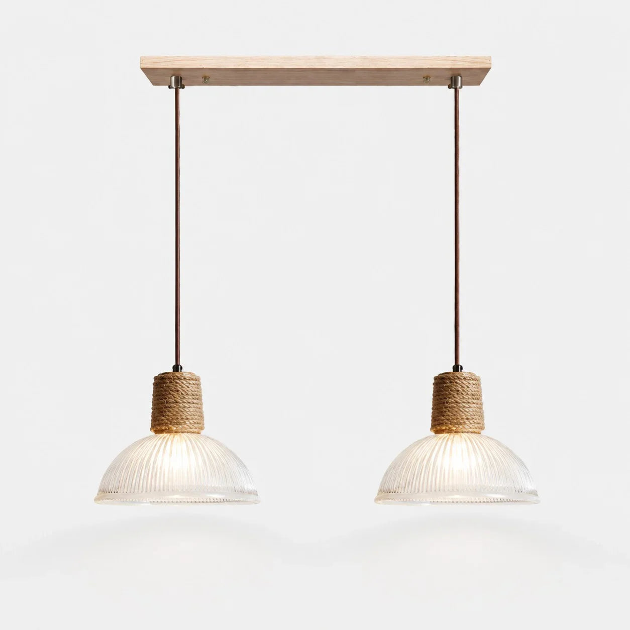 Rustic Woven Rope Glass Pendant Light Collection
