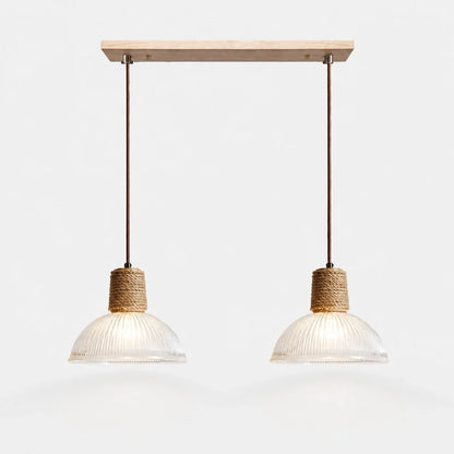 Rustic Woven Rope Glass Pendant Light Collection