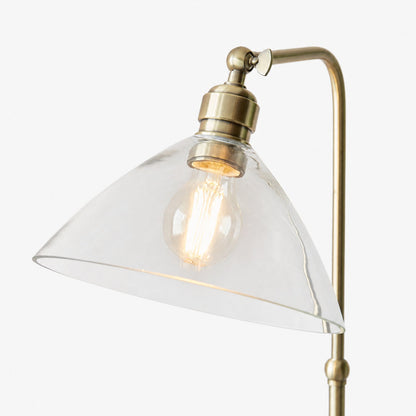 Clarione Art Deco Floor Lamp with Clear Glass Shade and Metal Base