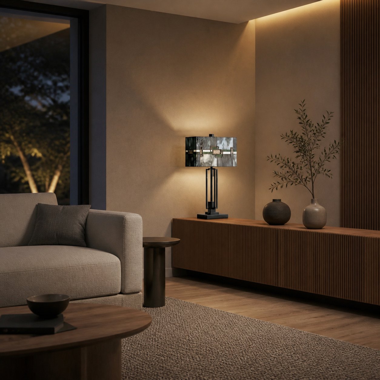 Rechteckige Tischleuchte Culletto aus Buntglas – Künstlerischer Look für Schlafzimmer und Flure