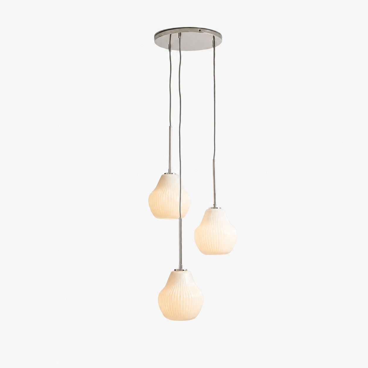 Rivrona Kronleuchter aus geripptem Glas mit 3 Lichtern – Skulpturale moderne Beleuchtung für Zuhause