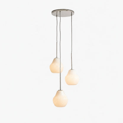Rivrona Kronleuchter aus geripptem Glas mit 3 Lichtern – Skulpturale moderne Beleuchtung für Zuhause