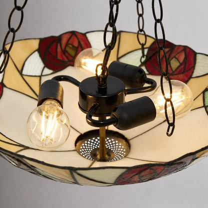 TF Ingram handgefertigte Buntglas-Deckenleuchte – Vintage Art Deco Tiffany-Leuchte für das Esszimmer