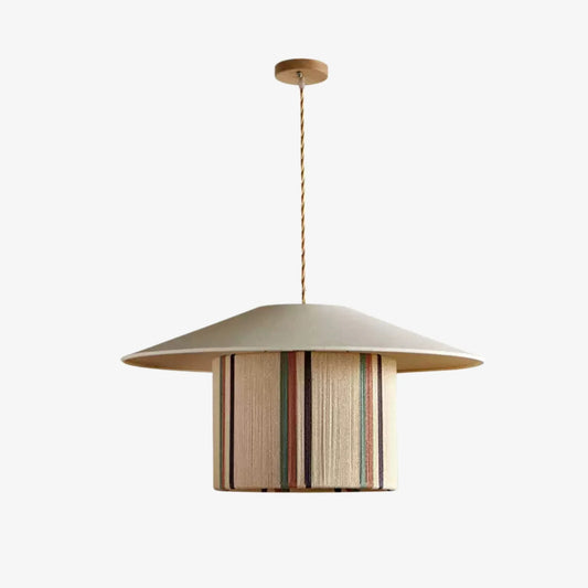Wabi-sabi woven fabric pendant lamp with natural dome shade