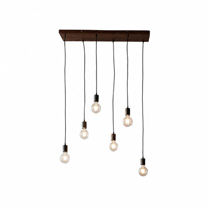 Vornix 6-Light Linear Pendant - Timber Beam Modern Industrial Fixture for Kitchen Island Dining Room