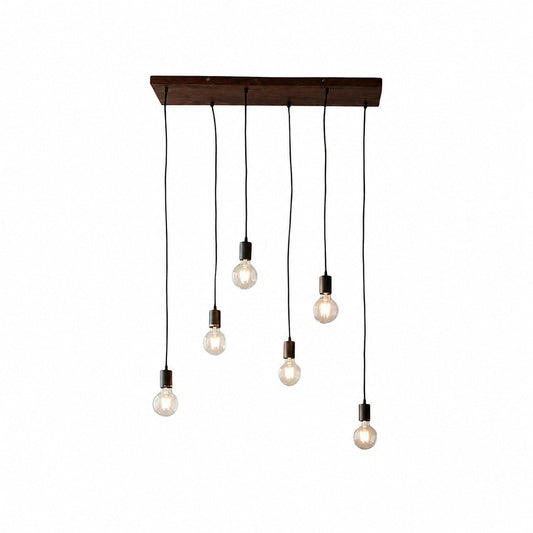 Vornix 6-Light Linear Pendant - Timber Beam Modern Industrial Fixture for Kitchen Island Dining Room