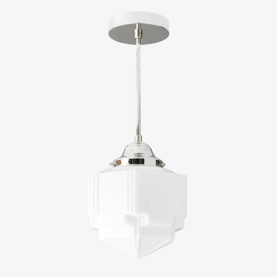 Geotower Glass Modern Pendant Light - Skyscraper Design - Brass or Black or Nickel Finish