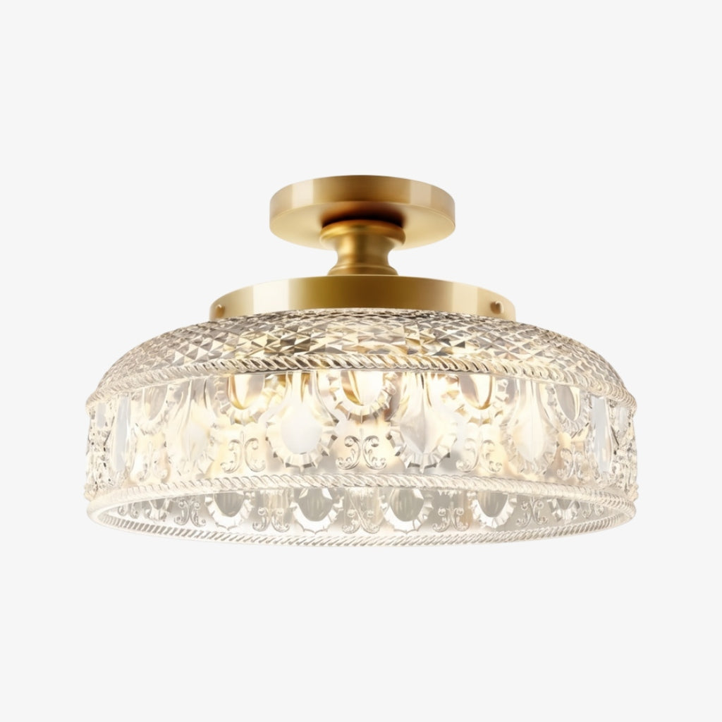Zenarivo Vintage Floral Glass Semi Flush Mount Ceiling Light - Modern Cabin Style for Living Room