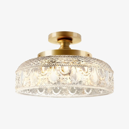 Zenarivo Vintage Floral Glass Semi Flush Mount Ceiling Light - Modern Cabin Style for Living Room