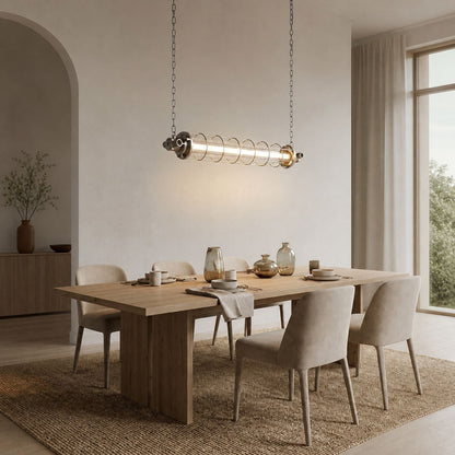 Minimalist Tube Pendant Light with Linear Silhouette for Modern Kitchen Island and Dining Lighting