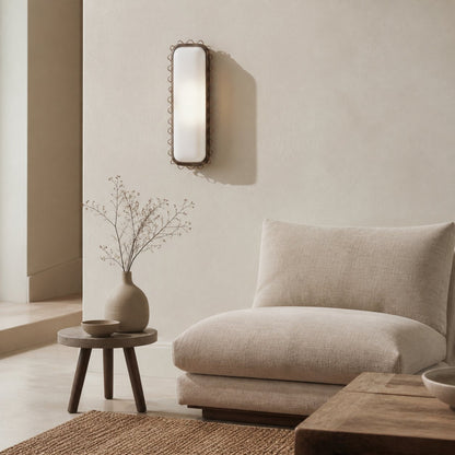 Glowvera Wall Sconce - Wavy Metal Frame Design Modern Glass-Shade Sconce for Hallway