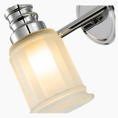 Lirra Bathroom Metal Wall Lamp with Glass Shade - Damp Rated Wall Sconce