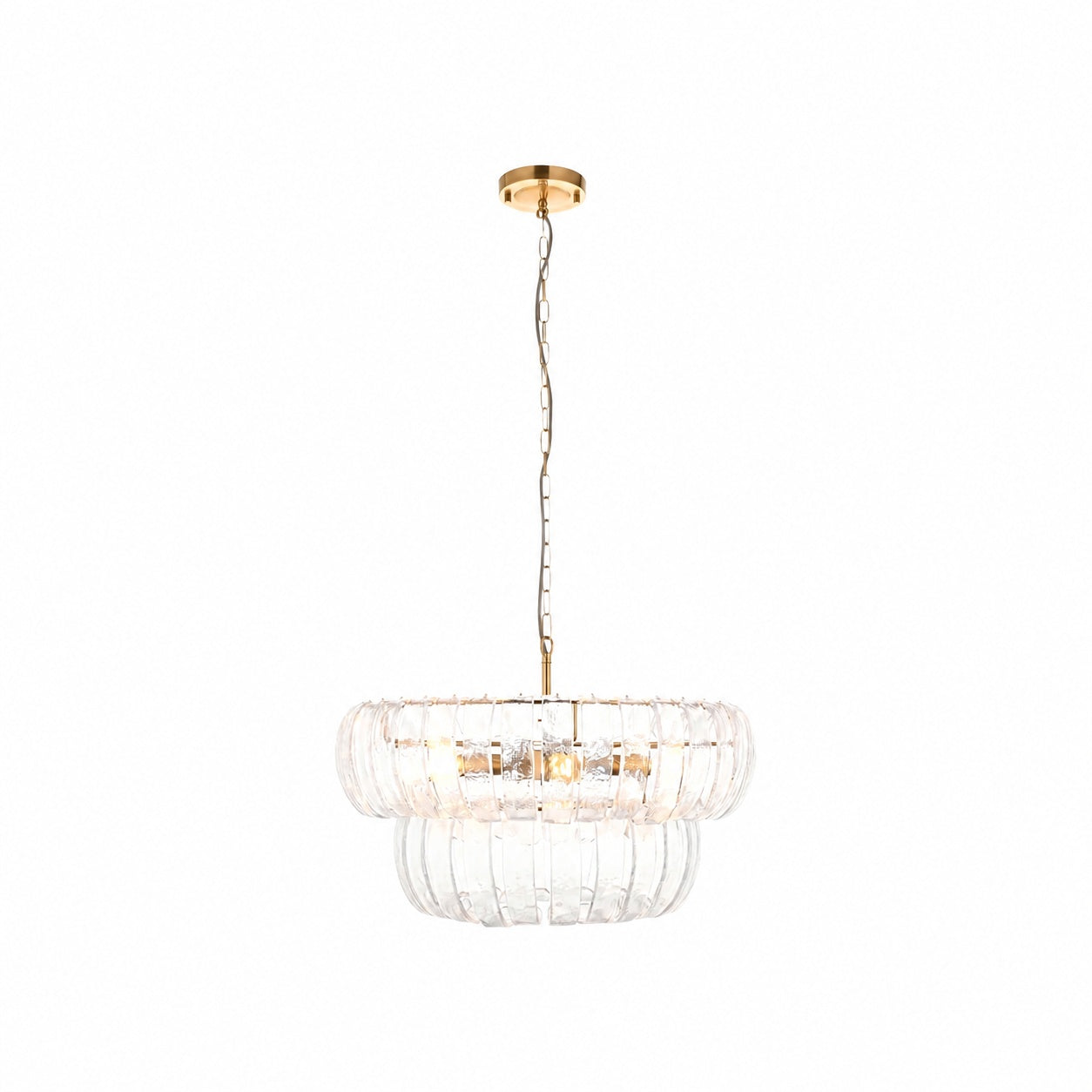 Solara 6-Light Tiered Pendant – Cascading Curved Glass and Metal-Frame for Dining & Entry