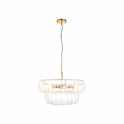Solara 6-Light Tiered Pendant – Cascading Curved Glass and Metal-Frame for Dining & Entry