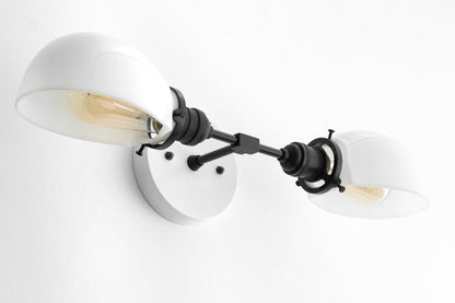 Ornato Luxe Mid-Century Vanity Light - Brass Bathroom Fixture with Opal Glass