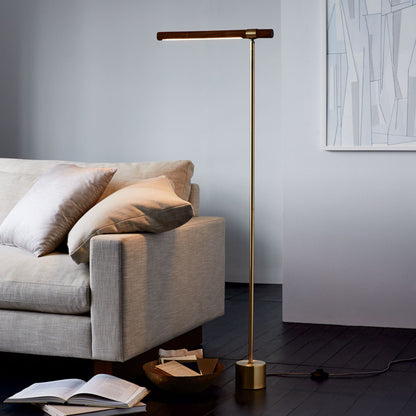 Moss Energy-Efficient Linear Wood LED Floor Lamp – Adjustable Swivel Design