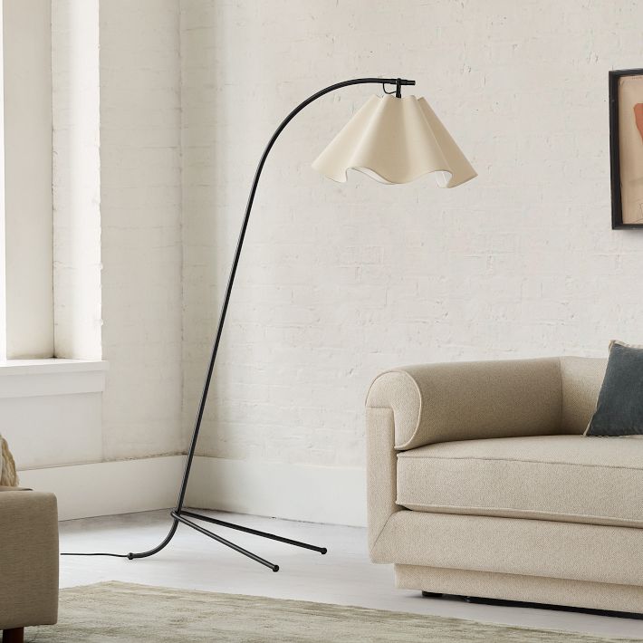 Oslan Elegant Linen Shade Modern Floor Lamp for Bedrooms and Reading Corners