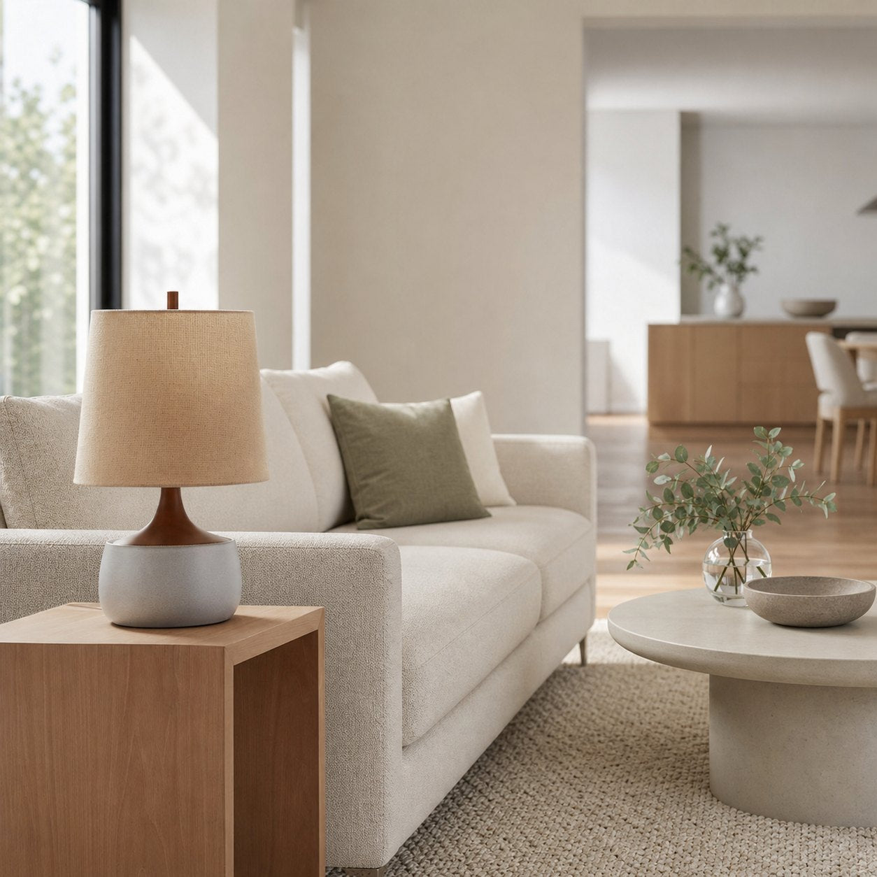 外观版权-Avero Contemporary Table Lamp - Textured Cement Design for Living Room and Office