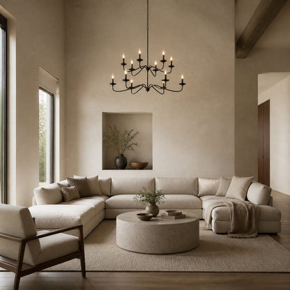 Reticula Modern Round Chandelier – Iron Frame with Open Circular Design for Dining or Entry