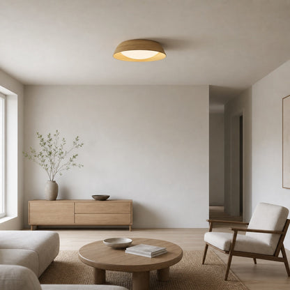 Bambori Japandi Style Bamboo Textured Ceiling Lamp - Natural Accent Light for Living Room