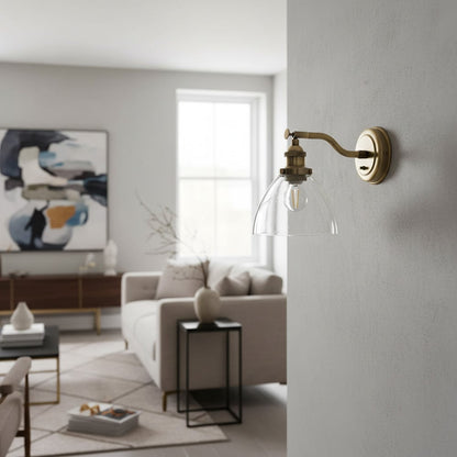 Adjustable Hansen Brass Wall Sconce - Clear Glass Design
