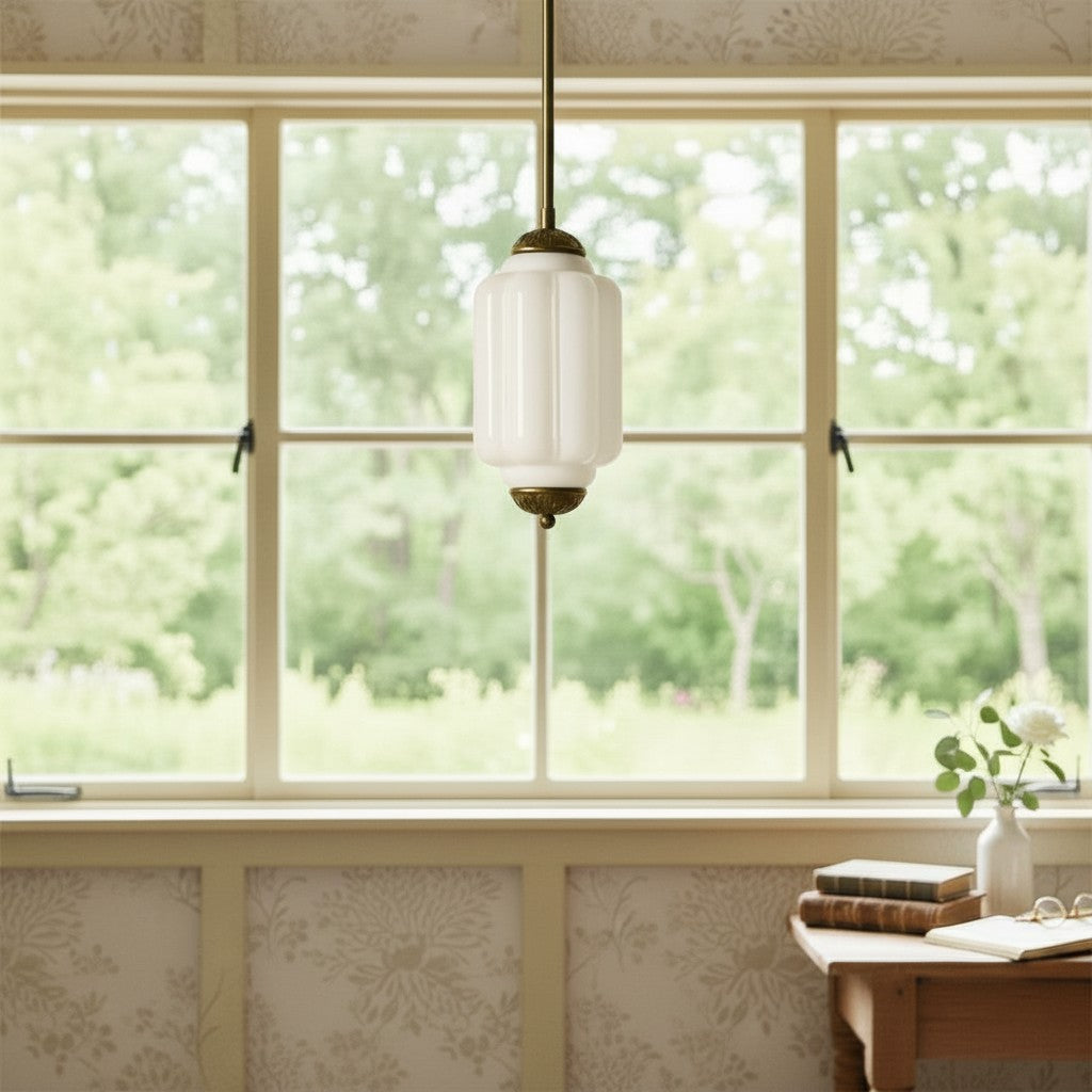 Eloise Petite Pendant Light - Vintage Milk Glass Lamp