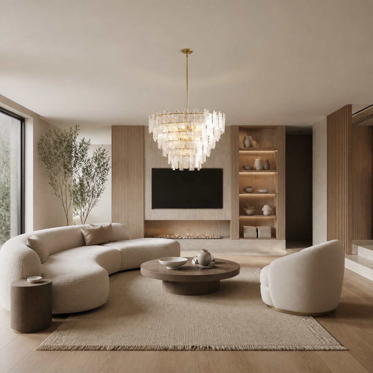 Lumvey Runder Kronleuchter – Vintage-inspirierter Metallrahmen mit gestuftem Glas für Esszimmer und Foyer
