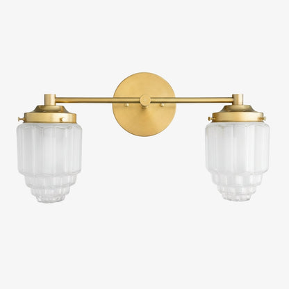 Tierlux Glass Vanity Light - Art Deco Bathroom Fixture with Skyscraper Shades