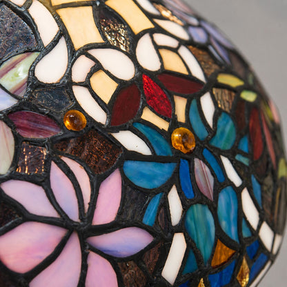TF Sullivan Tiffany Table Lamp - Floral Stained Glass Design for Bedroom or Living Room