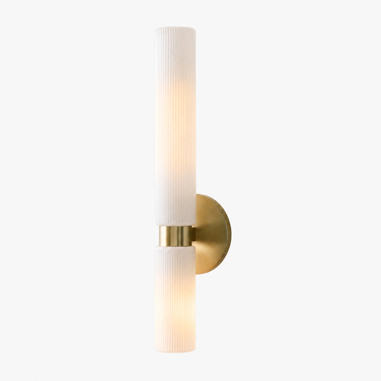 Rivora Doppel-Wandleuchte aus geriffeltem Glas, kurze Form, für drinnen und draußen, elegante Wandleuchte