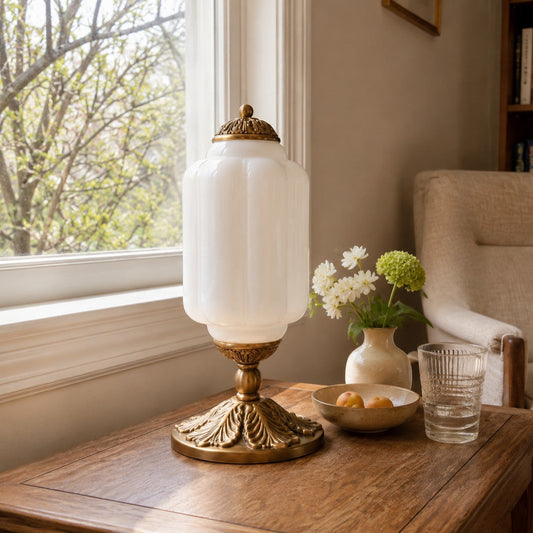 Eloise Milk Glass Table Lamp for Bedroom Decor