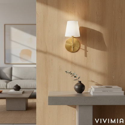 Ornato Retro Modern Wall Sconce with Linen Shade and Curved Arm for Accent and Task Lighting
