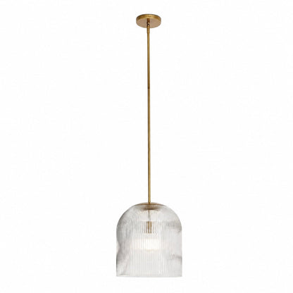 Alain Farmhouse Cooper Ribbed Glass Pendant Light