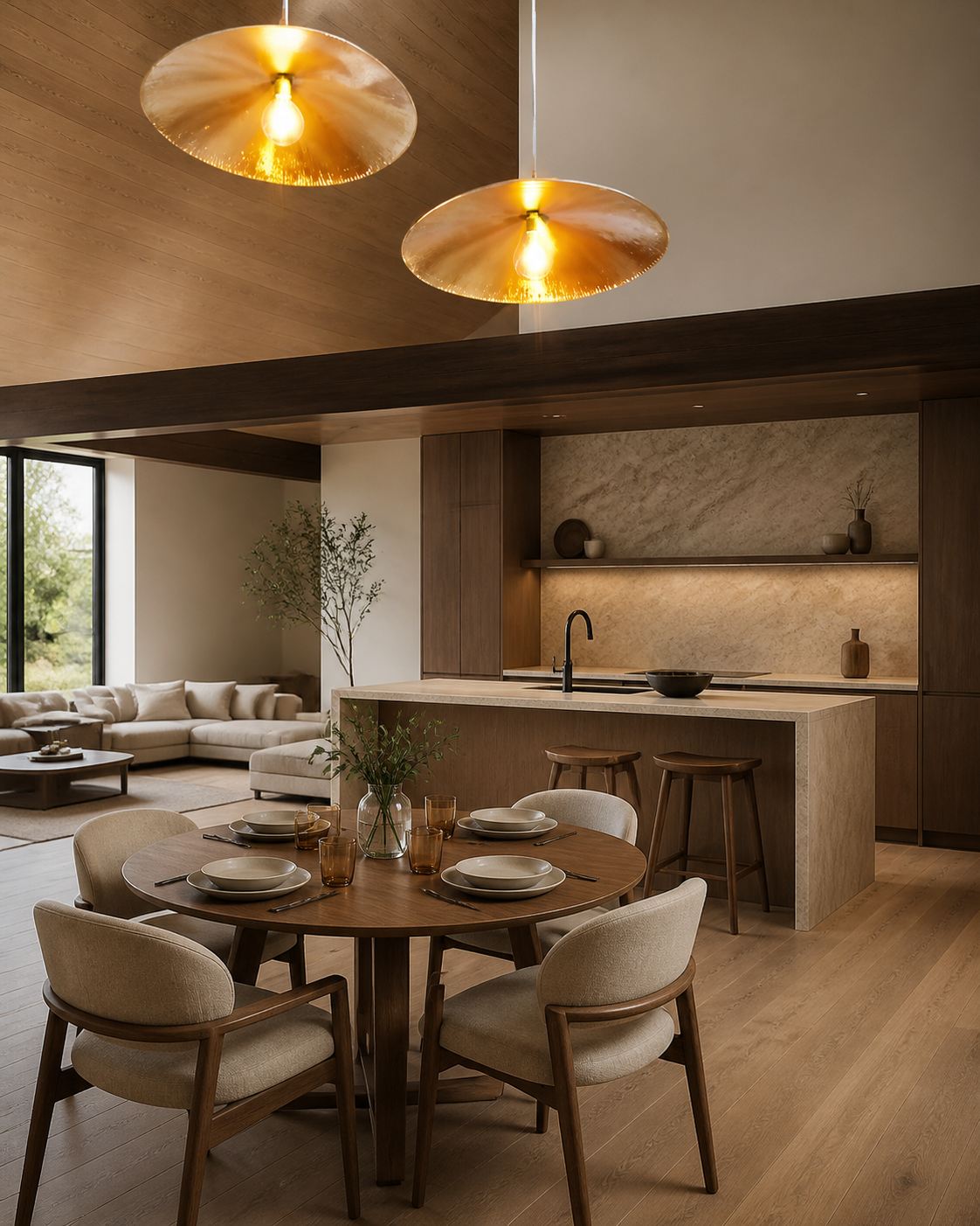 Hammered Brass Suspension Light