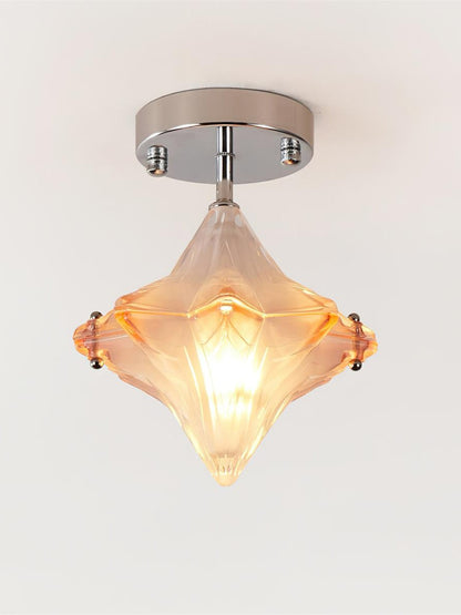 Art Deco Star Ceiling Lamp – Frosted Glass Fixture for Hallway & Entryway – Astris Ceres