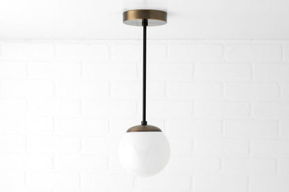 Glorica Glass White Globe Pendant Light - Mid Century Modern Glass Hanging Fixture