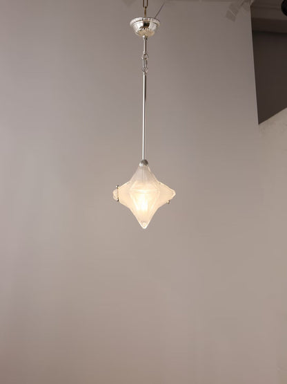 Art Deco Astris Elara Star Pendant Light – Frosted Glass Pendant with Geometric Style