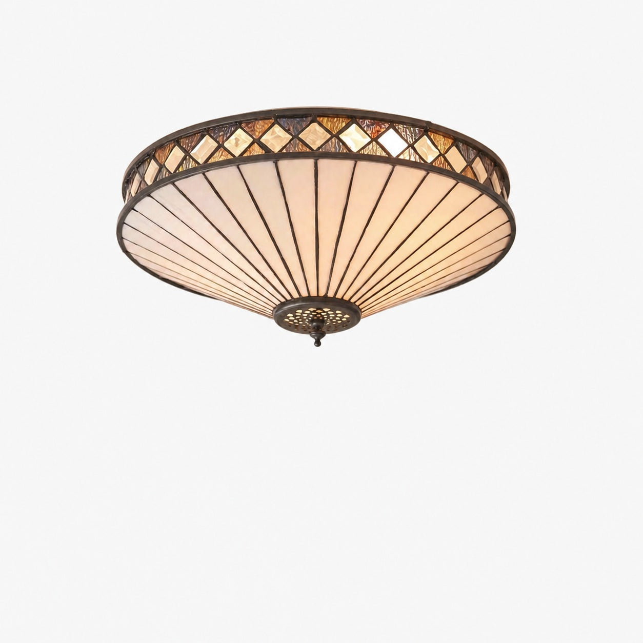 TF Fargo Geometrische Deckenleuchte – Handgefertigte Art-Deco-Lampe aus Buntglas für den Eingangsbereich