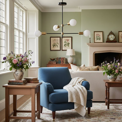 Mobilux Line Black and Brass Chandelier - Contemporary Globe Ceiling Hanging Light